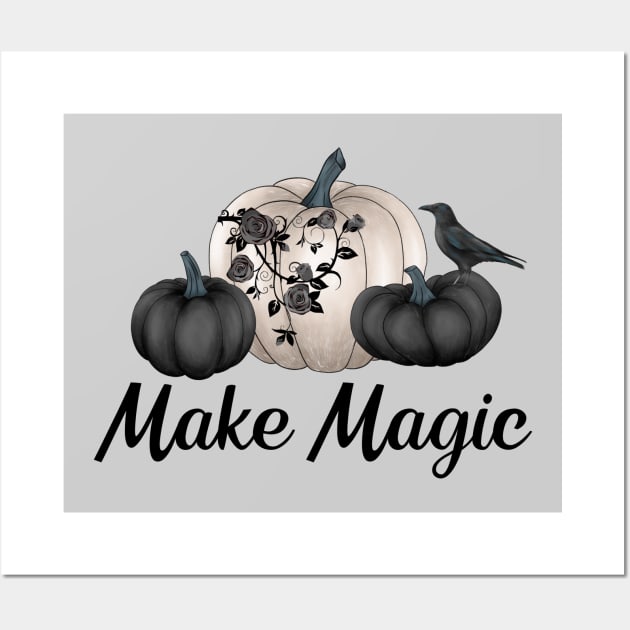 Raven Black Pumpkins Make Magic Halloween Gothic Wicca Pagan Gifts Wall Art by InnerMagic